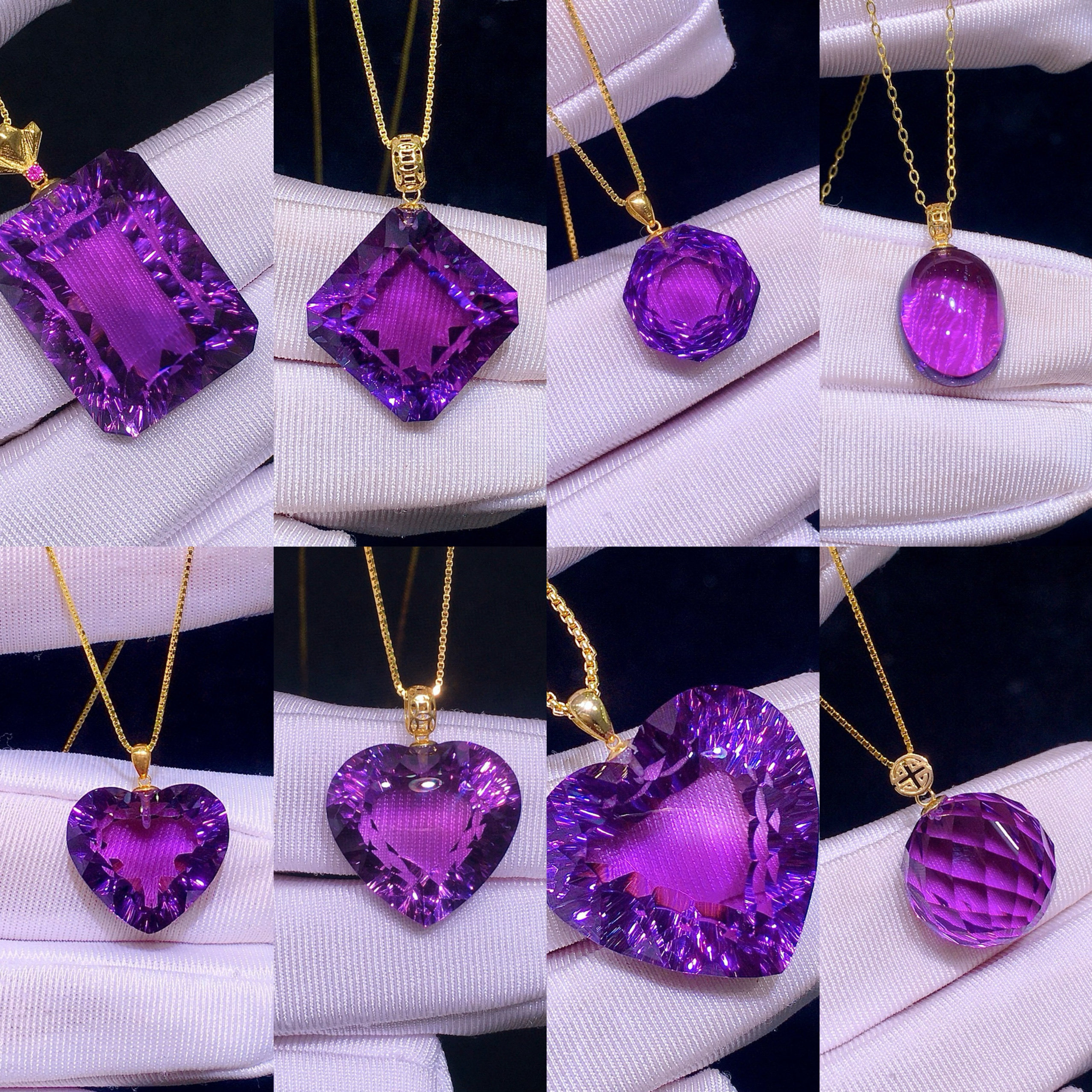 天然巴西紫水晶千禧面转运珠吊坠项链锁骨链送女朋友礼物饰品