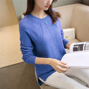 圆领宽松毛衣女韩版 内搭长袖 短款 打底衫 线衣上衣 针织衫 2019春秋装