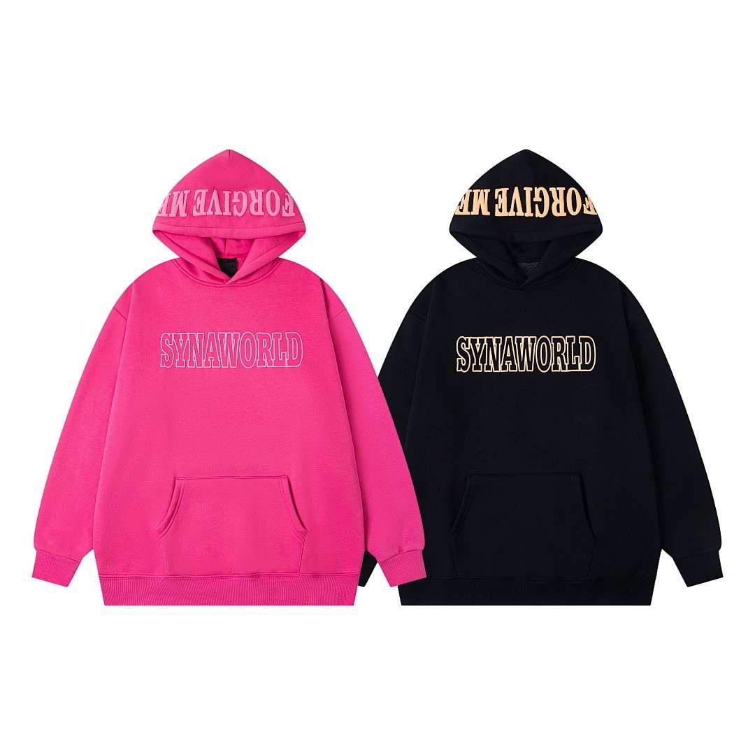 synaworld字母发泡印花连帽卫衣