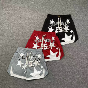 corteiz shorts美式高街潮牌嘻哈字母logo印花撞色梭织抽绳短裤夏