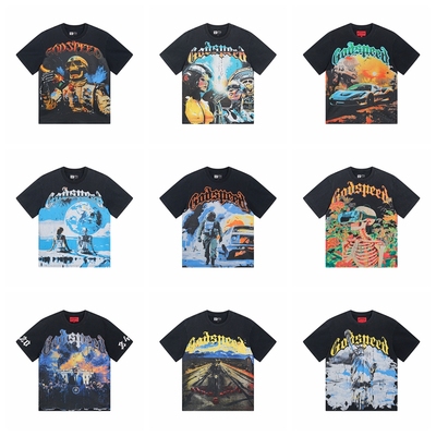 Godspeed嘻哈潮牌洗水短袖T恤男