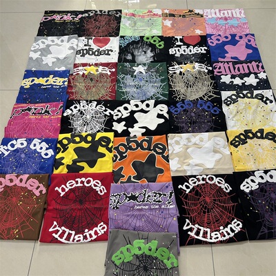 sp5der欧美潮牌男女同款短袖T恤