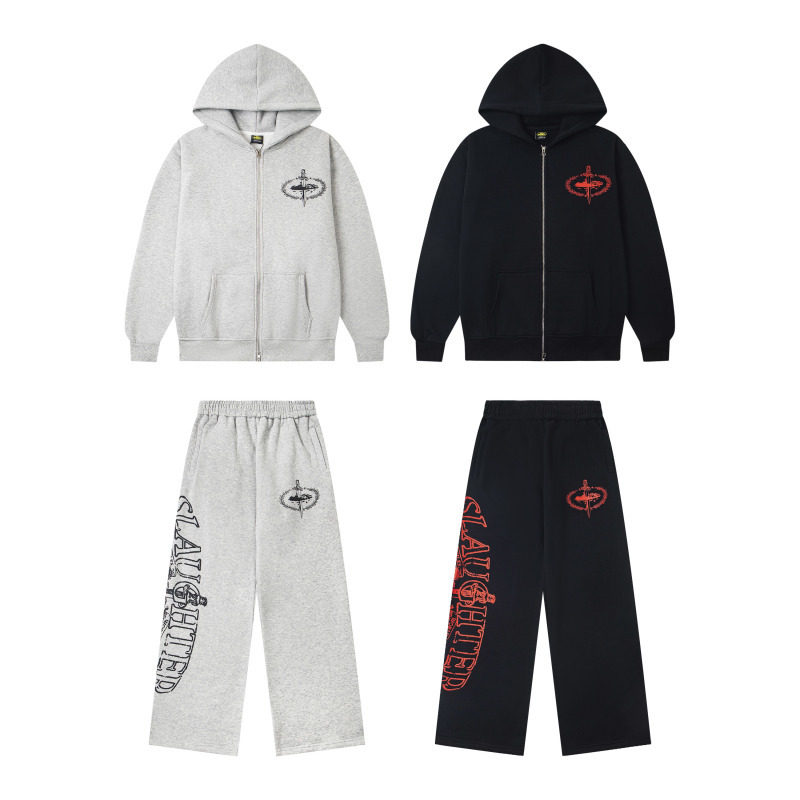 corteiz tracksuit美式高街秋冬运动休闲加绒拉链卫衣长裤套装潮,男装,休闲运动套装,淘宝优惠券,粉丝福利购,淘宝优惠卷