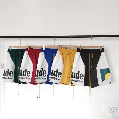 RHUDE高街撞色拼接速干沙滩短裤