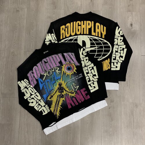 RoughPlay嘻哈骷髅烫钻长袖T恤潮