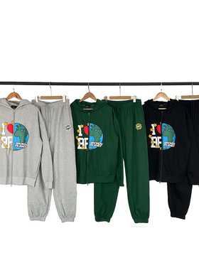 broken planet tracksuit美潮高街秋冬加绒运动休闲卫衣长裤套装