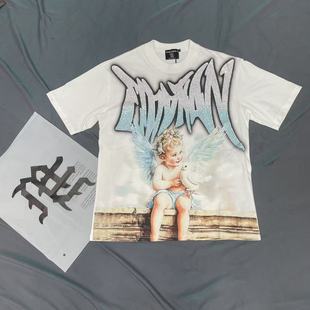 MIXED EMOTION T SHIRT美潮嘻哈高街天使和平鸽烫钻时尚短袖T恤夏