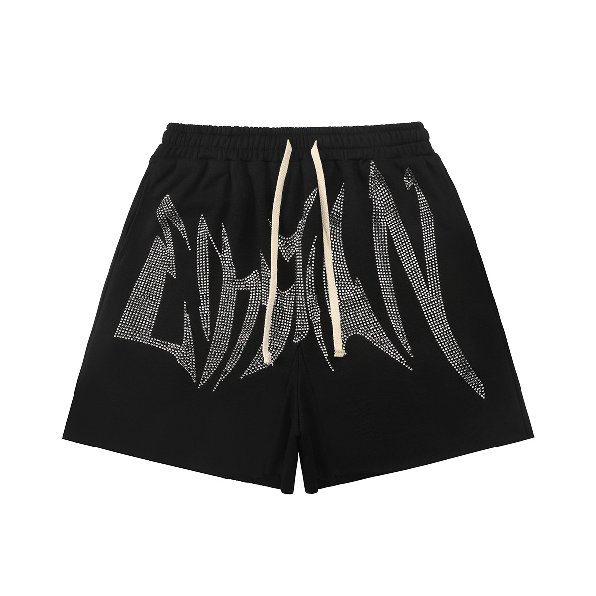 MIXEDEMOTION字母烫钻抽绳短裤