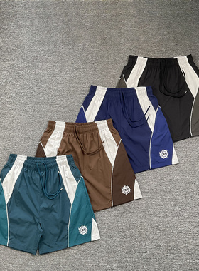broken planet美潮高街复古运动休闲夏季撞色拼接梭织速干短裤男