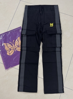 Needles蝴蝶刺绣潮牌街头休闲Utility工装风格可拆卸两穿直筒长裤