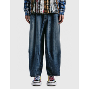 Needles蝴蝶裤欧美日系潮牌男女同款宽松休闲阔腿重磅水洗牛仔裤