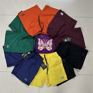 Needles蝴蝶刺绣短裤欧美潮牌夏季运动休闲训练梭织速干四分裤INS