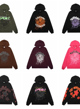 sp5der hoodie美式高街潮牌春秋运动休闲宽松纯棉毛圈连帽衫卫衣