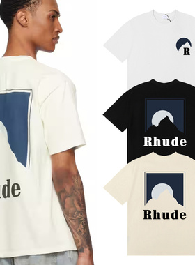 Rhude Moonlight T shirt美潮高街落日雪山印花宽松纯棉短袖T恤夏