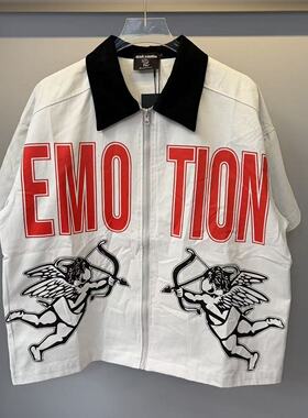 MIXED EMOTION时尚潮流短袖衬衫宽松休闲天使印花工装风上衣外套