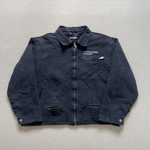 美潮复古ERD忧郁的富二代街头工装风做旧洗水破坏休闲夹克外套男