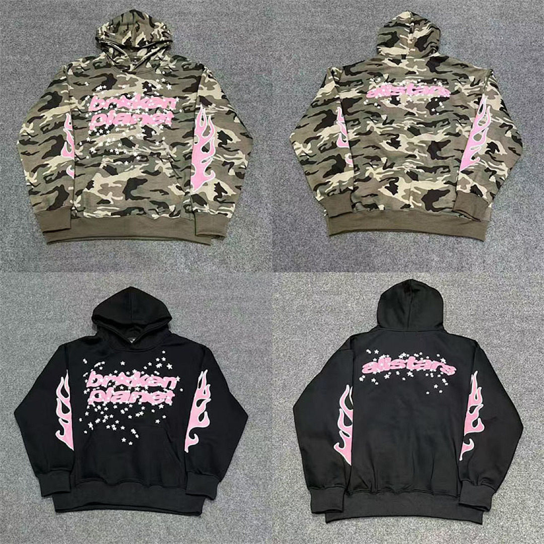 brokenplanet加绒迷彩连帽卫衣