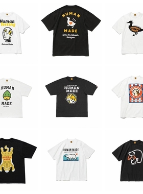 欧美日系小众潮牌夏休闲卡通动物图案印花宽松竹节棉情侣短袖T恤