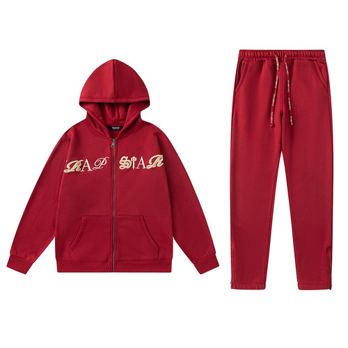 trapstar秋冬刺绣加绒卫衣套装男
