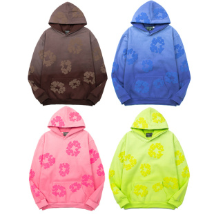 denim tears hip hop hoodie美潮嘻哈高街复古做旧加绒连帽卫衣男