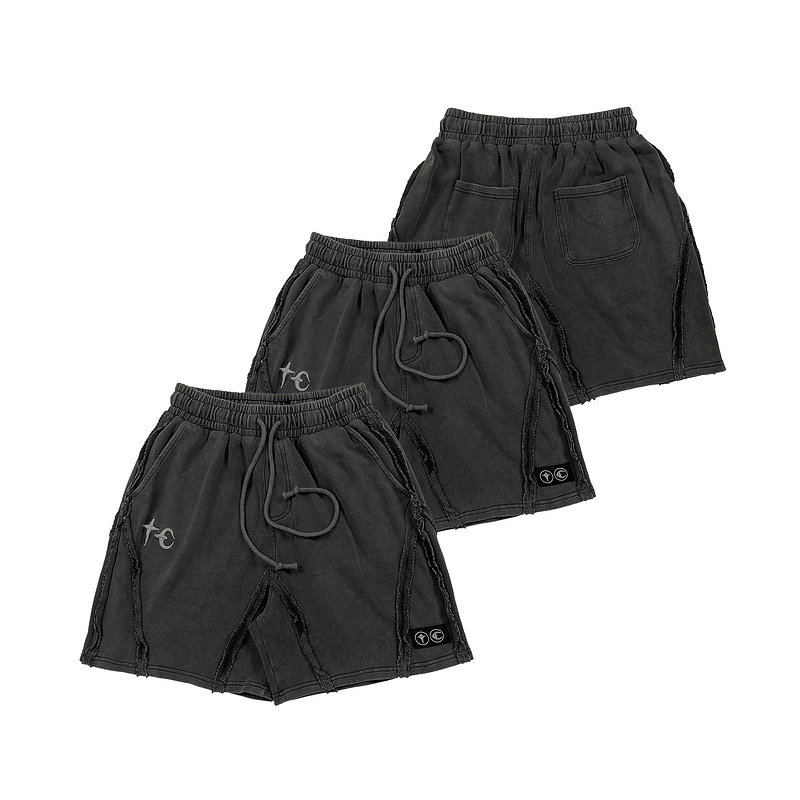 Thug Club American High Street Retro Star and Moon Logo Embroidered Niche Trendy Design Heavyweight Drawstring Shorts