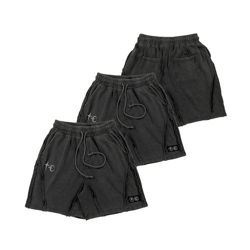 thugclub美潮刺绣重工做旧短裤