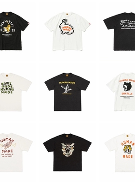 欧美日系小众潮牌男女同款卡通动物印花宽松竹节棉情侣短袖T恤夏