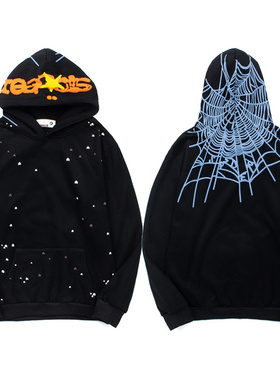 sp5der hoodie美潮高街嘻哈运动休闲蜘蛛网发泡印花加绒连帽卫衣
