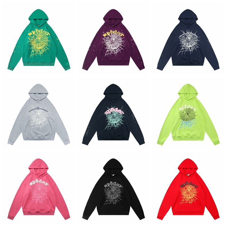 sp5der美潮高街纯棉情侣连帽卫衣