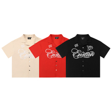 MIXED EMOTION美式高街潮牌春秋休闲字母LOGO刺绣华夫格短袖衬衫