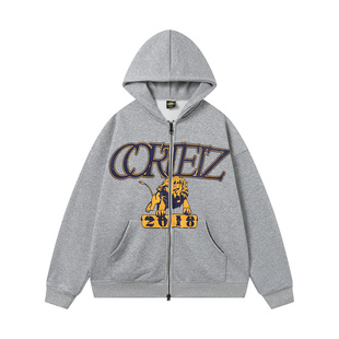 corteiz tracksuit美潮复古印花加绒运动休闲开衫卫衣长裤套装男