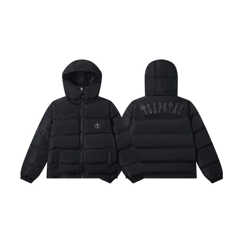 trapstar美式高街潮牌冬季保暖刺绣可拆卸帽子宽松连帽棉服外套男