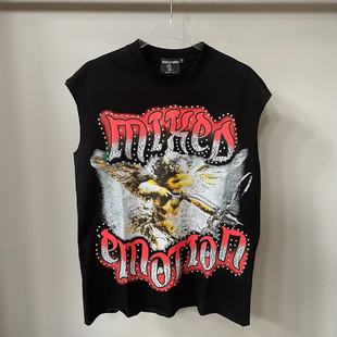 MIXED EMOTION VEST美潮嘻哈高街卡通图案印花烫钻无袖背心汗衫夏