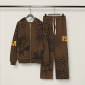 VALE INS 套装 VALLEY TRACKSUIT美潮嘻哈高街涂鸦刺绣拉链卫衣长裤