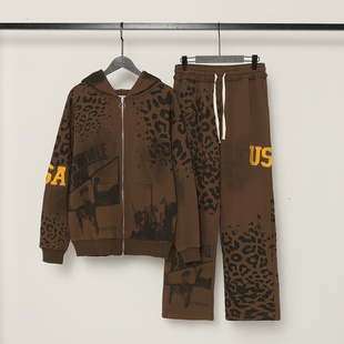 套装 TRACKSUIT美潮嘻哈高街涂鸦刺绣拉链卫衣长裤 INS VALLEY VALE