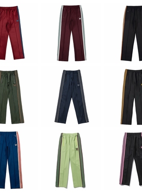 needles蝴蝶刺绣裤子春秋运动休闲侧边条纹织带抽绳直筒长裤男女