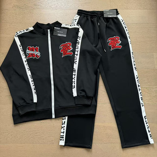 MIXED EMOTION美潮街头撞色刺绣春秋运动休闲梭织外套长裤套装INS