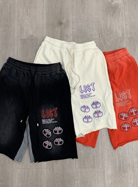 New York Lost intricacy美潮嘻哈复古洗水休闲宽松纯棉五分短裤
