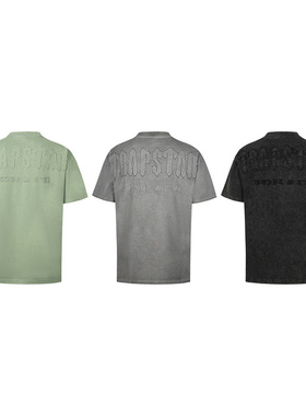 trapstar t shirts美潮高街复古休闲贴布刺绣字母水洗做旧短袖T恤