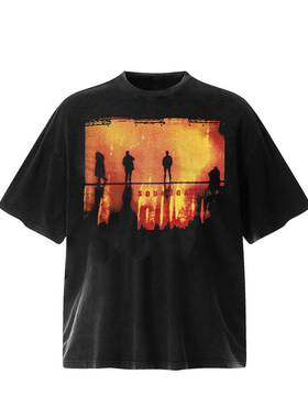 SOUNDGARDEN乐队巡演限定美式复古西海岸嘻哈风重磅洗水短袖T恤潮