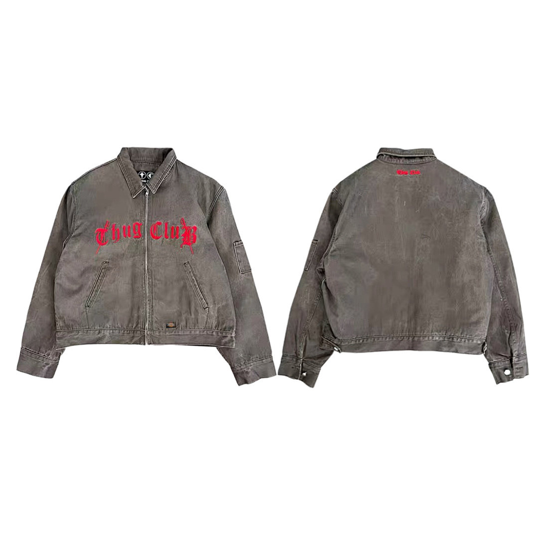 thugclub复古刺绣牛仔夹克外套