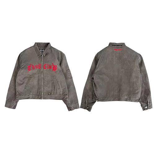 thugclub复古刺绣牛仔夹克外套