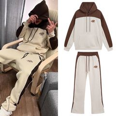 synaworld tracksuit 美潮刺绣撞色秋冬运动休闲连帽卫衣裤子套装