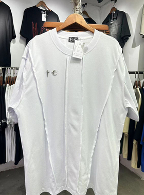 thug club欧美高街潮牌小众设计感星月金属logo宽松重磅短袖T恤男