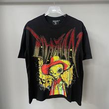 MIXED EMOTION美潮嘻哈高街时尚夏季外星人烫钻宽松纯棉短袖T恤男