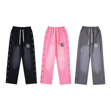 INS同款潮牌HELL欧美高街嘻哈运动休闲宽松水洗做旧阔腿直筒长裤