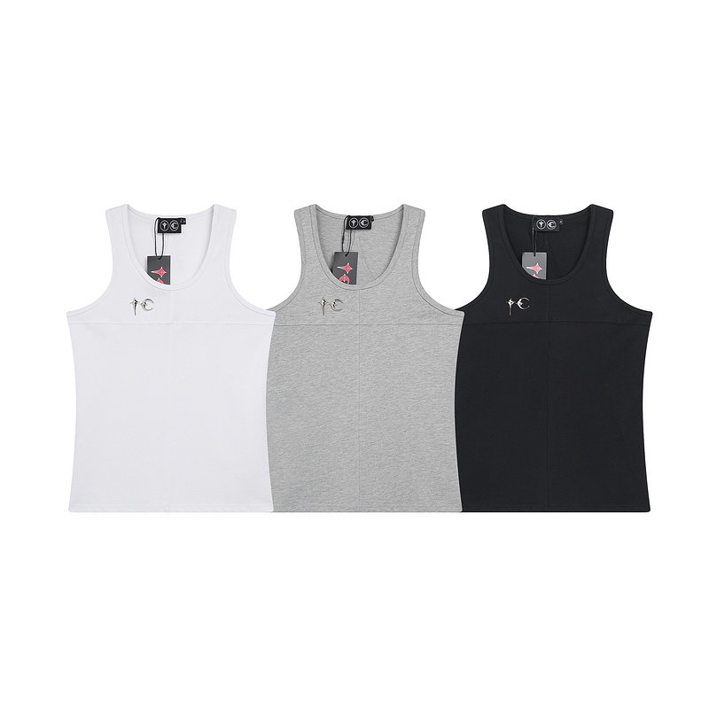 thug club欧美潮牌夏季星月金属logo运动休闲健身无袖背心汗衫男