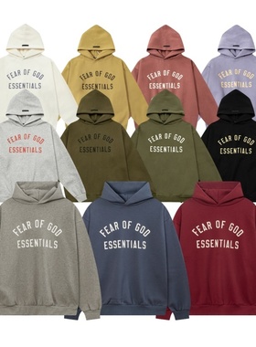 FOG ESSENTIALS美式高街潮牌字母印花秋冬休闲加绒宽松连帽卫衣男