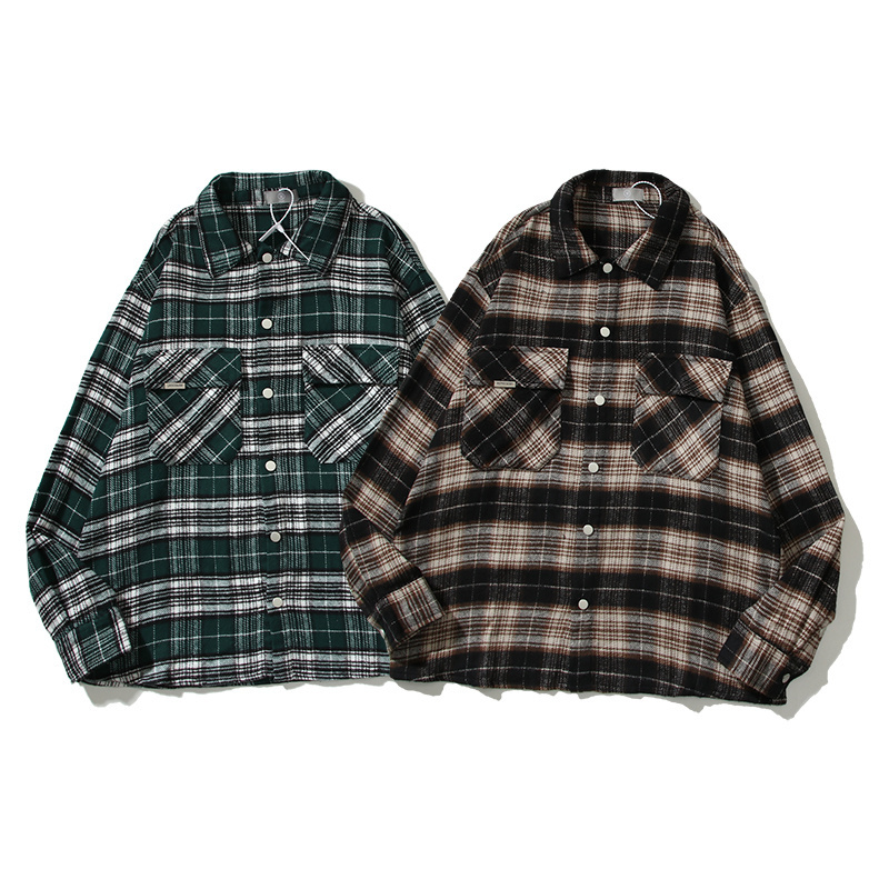 represent美潮复古格子长袖衬衫