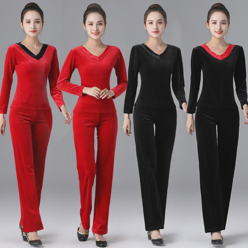 春季金丝绒形体衣套装礼仪服女子学院艺考形体衣现代舞蹈训练服
